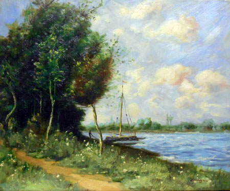 1318-T2 | 50cm x 61cm | route et rivière 